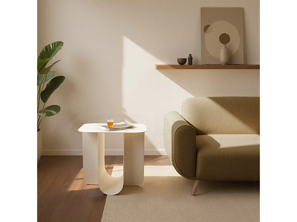 Blum - Table d'appoint en métal 45x40cm - Beige