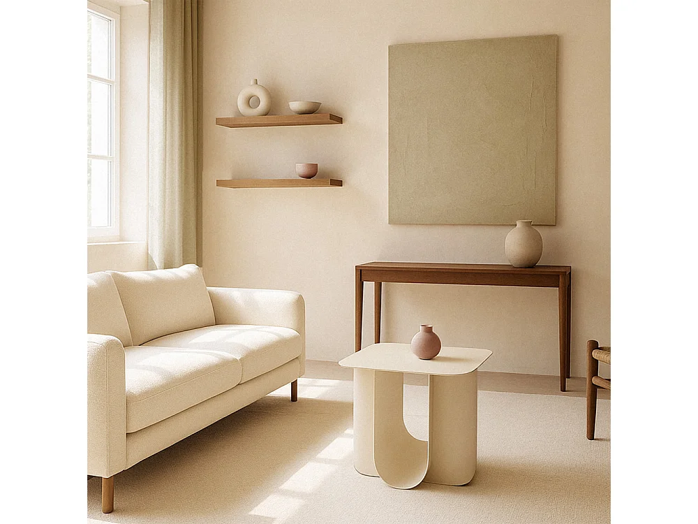 Blum - Table d'appoint en métal 45x40cm - Beige