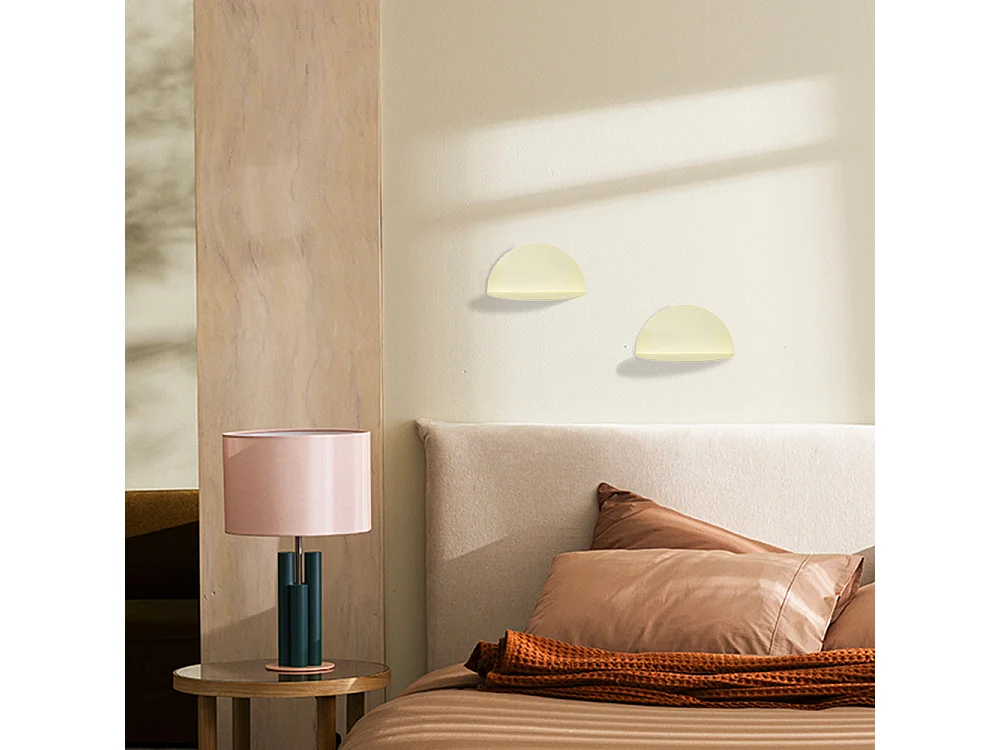 Nuagio - Lot de 2 étagères murales demi-cercle en métal L17,5cm - Beige