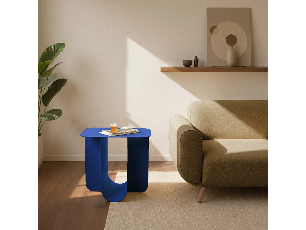 Blum - Table d'appoint en métal 45x40cm - Bleu