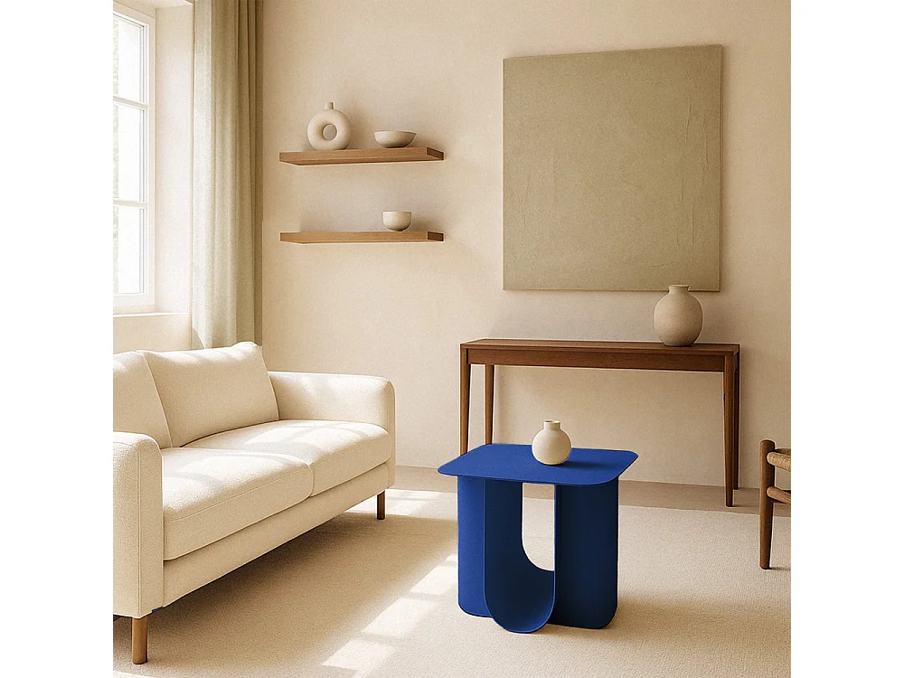 Blum - Table d'appoint en métal 45x40cm - Bleu