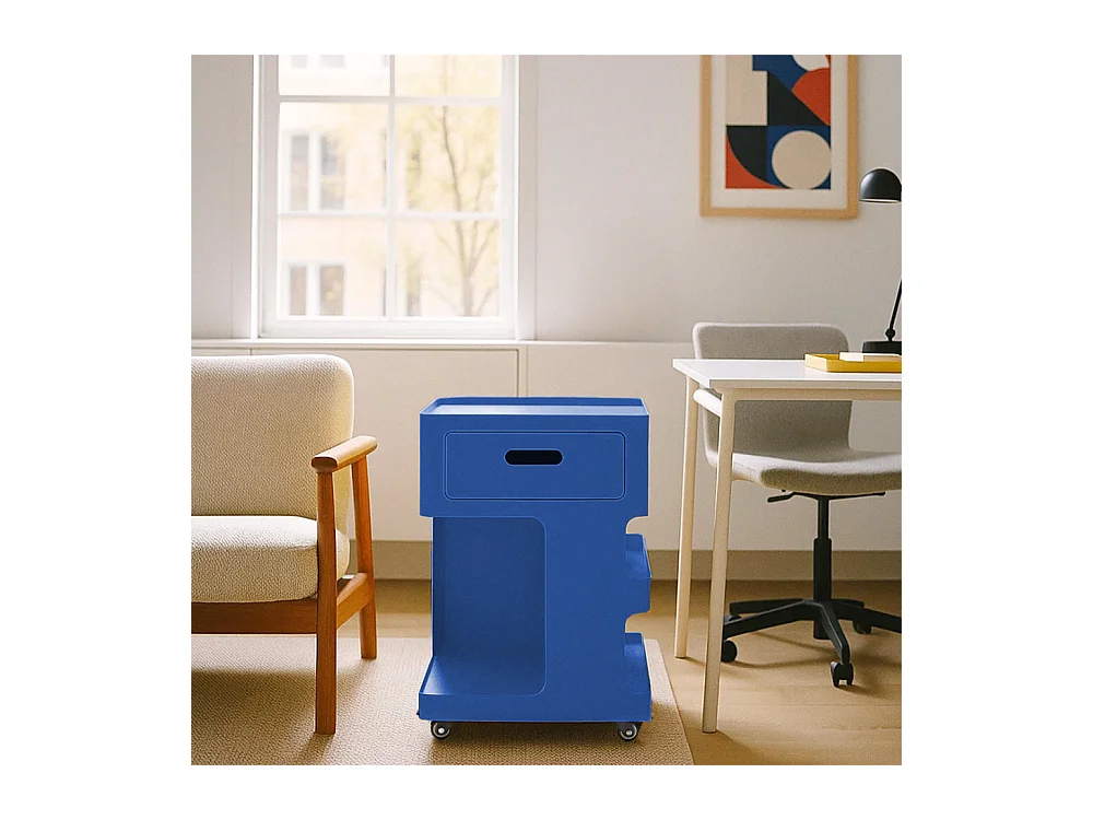 Trolet - Caisson à roulettes 1 tiroir en métal H60,5cm - Bleu