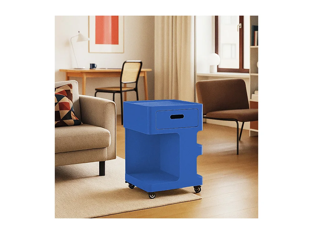 Trolet - Caisson à roulettes 1 tiroir en métal H60,5cm - Bleu