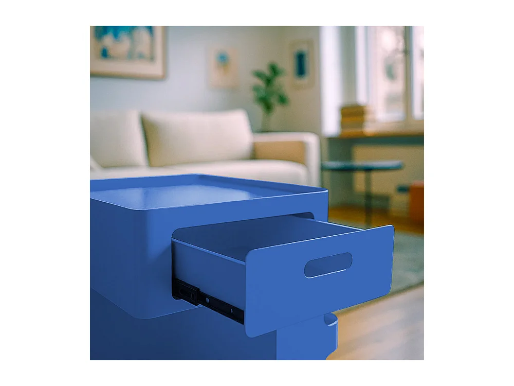 Trolet - Caisson à roulettes 1 tiroir en métal H60,5cm - Bleu