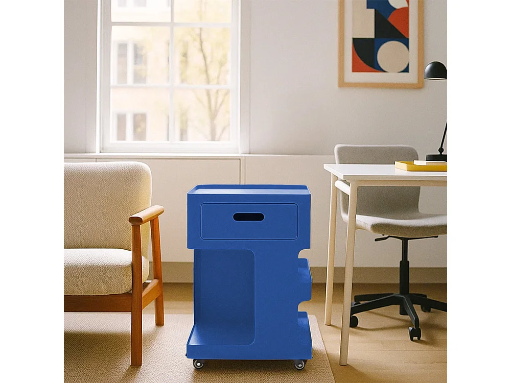 Trolet - Caisson à roulettes 1 tiroir en métal H60,5cm - Bleu