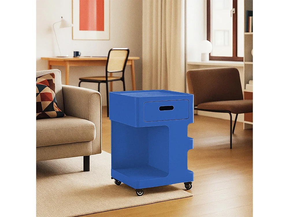 Trolet - Caisson à roulettes 1 tiroir en métal H60,5cm - Bleu