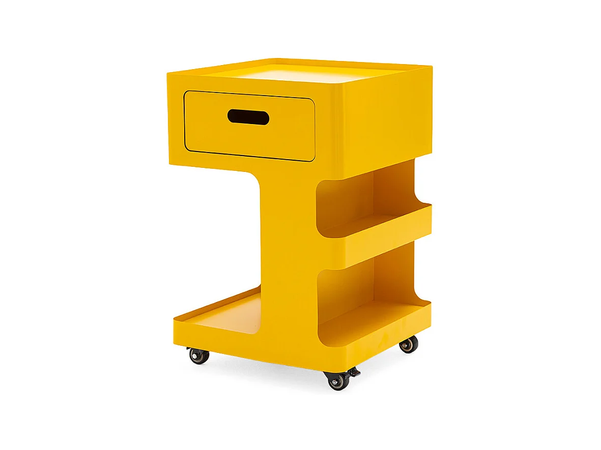 Trolet - Caisson à roulettes 1 tiroir en métal H60,5cm - Jaune moutarde