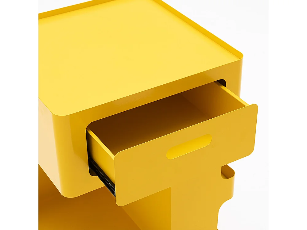 Trolet - Caisson à roulettes 1 tiroir en métal H60,5cm - Jaune moutarde