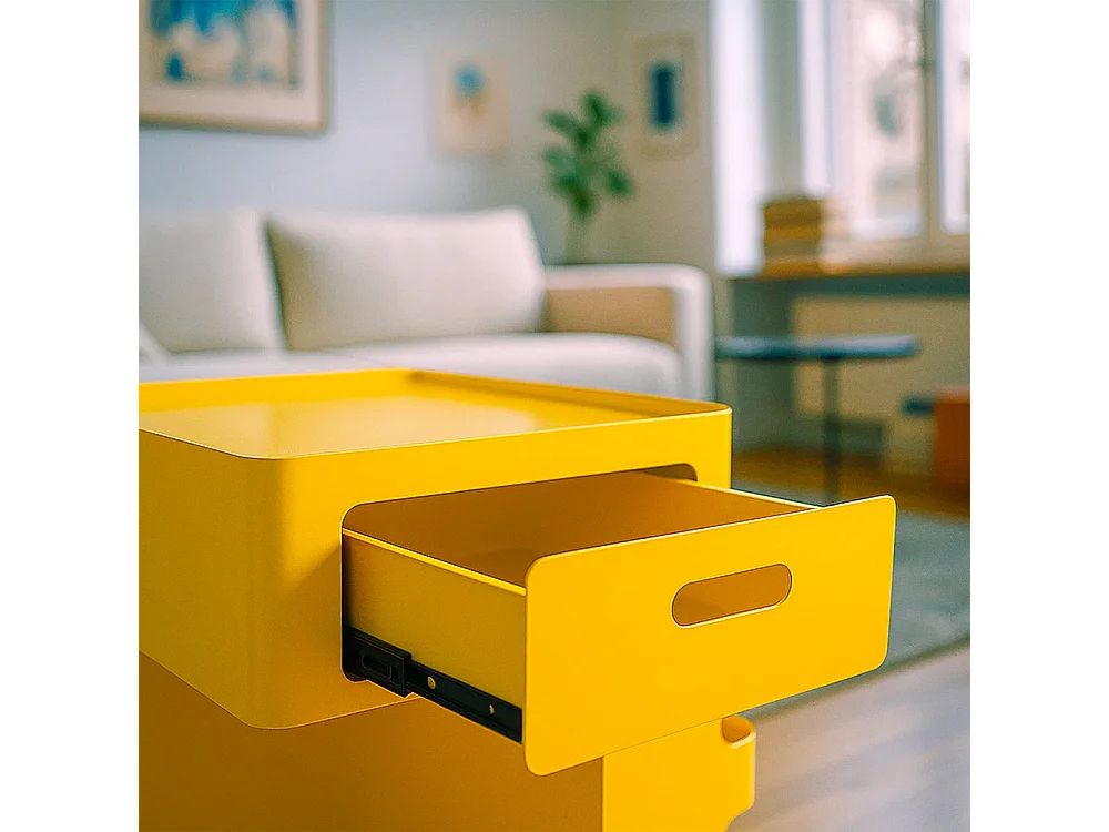 Trolet - Caisson à roulettes 1 tiroir en métal H60,5cm - Jaune moutarde