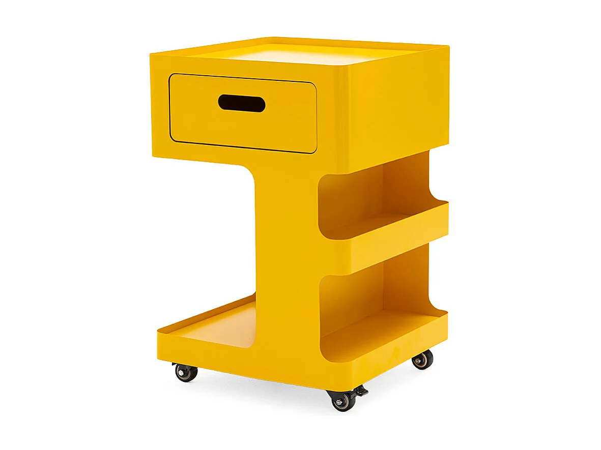 Trolet - Caisson à roulettes 1 tiroir en métal H60,5cm - Jaune moutarde