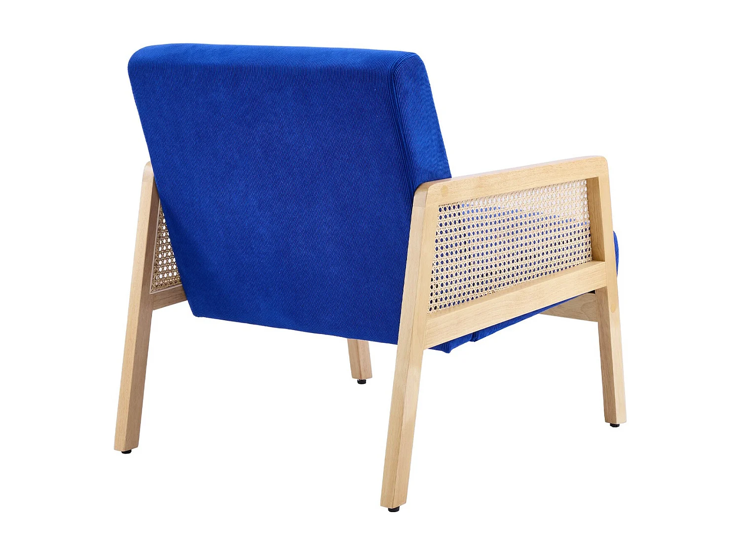 Fauteuil en cannage et velours côtelé bleu électrique - Mani