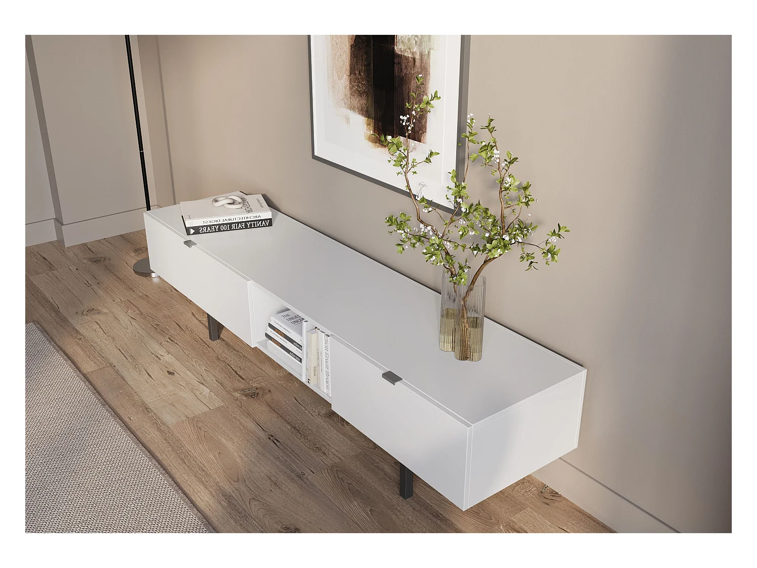 Biała szafka RTV z szufladą Skandica MYWAY / szer. 180 cm