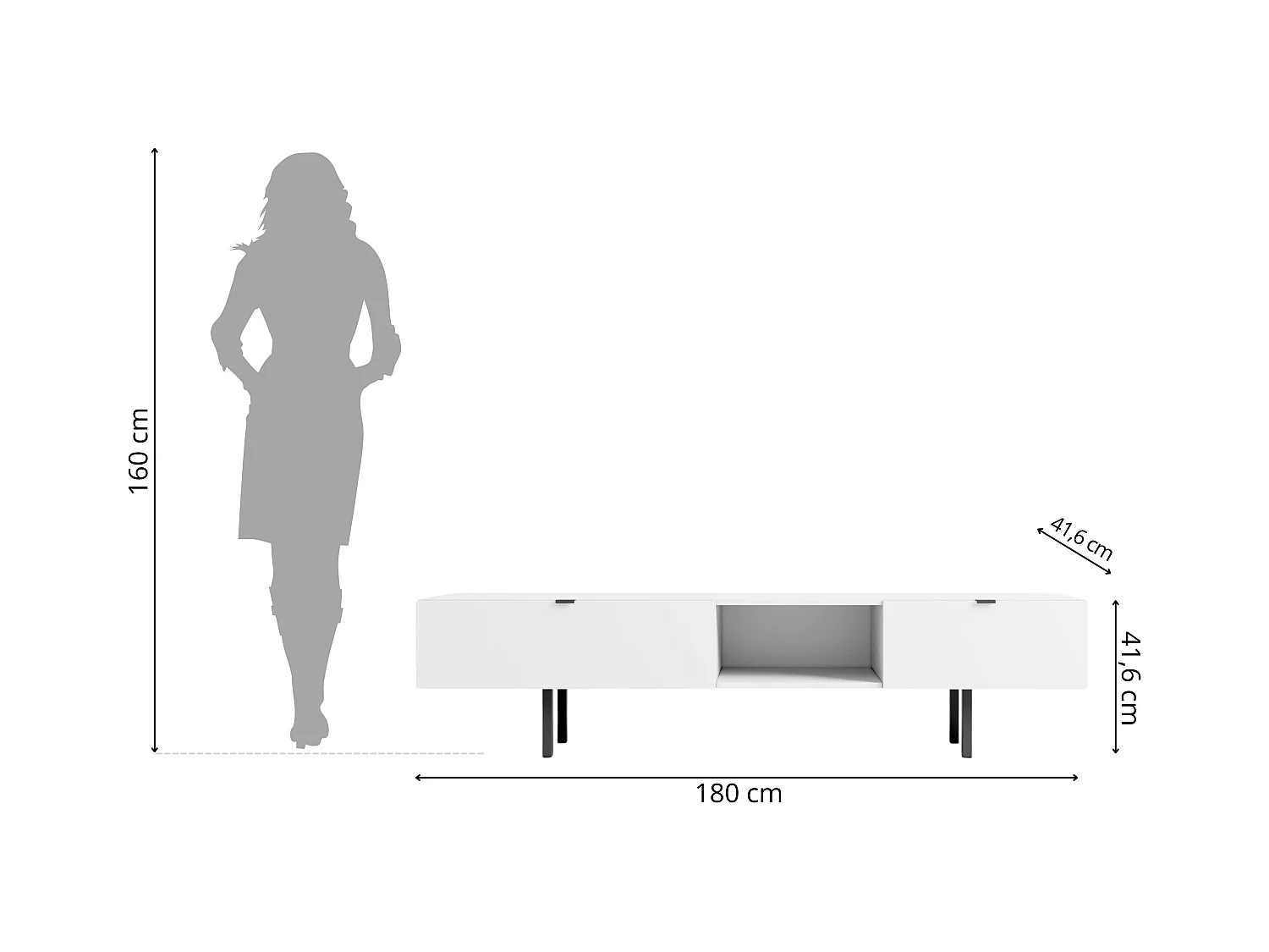Biała szafka RTV z szufladą Skandica MYWAY / szer. 180 cm