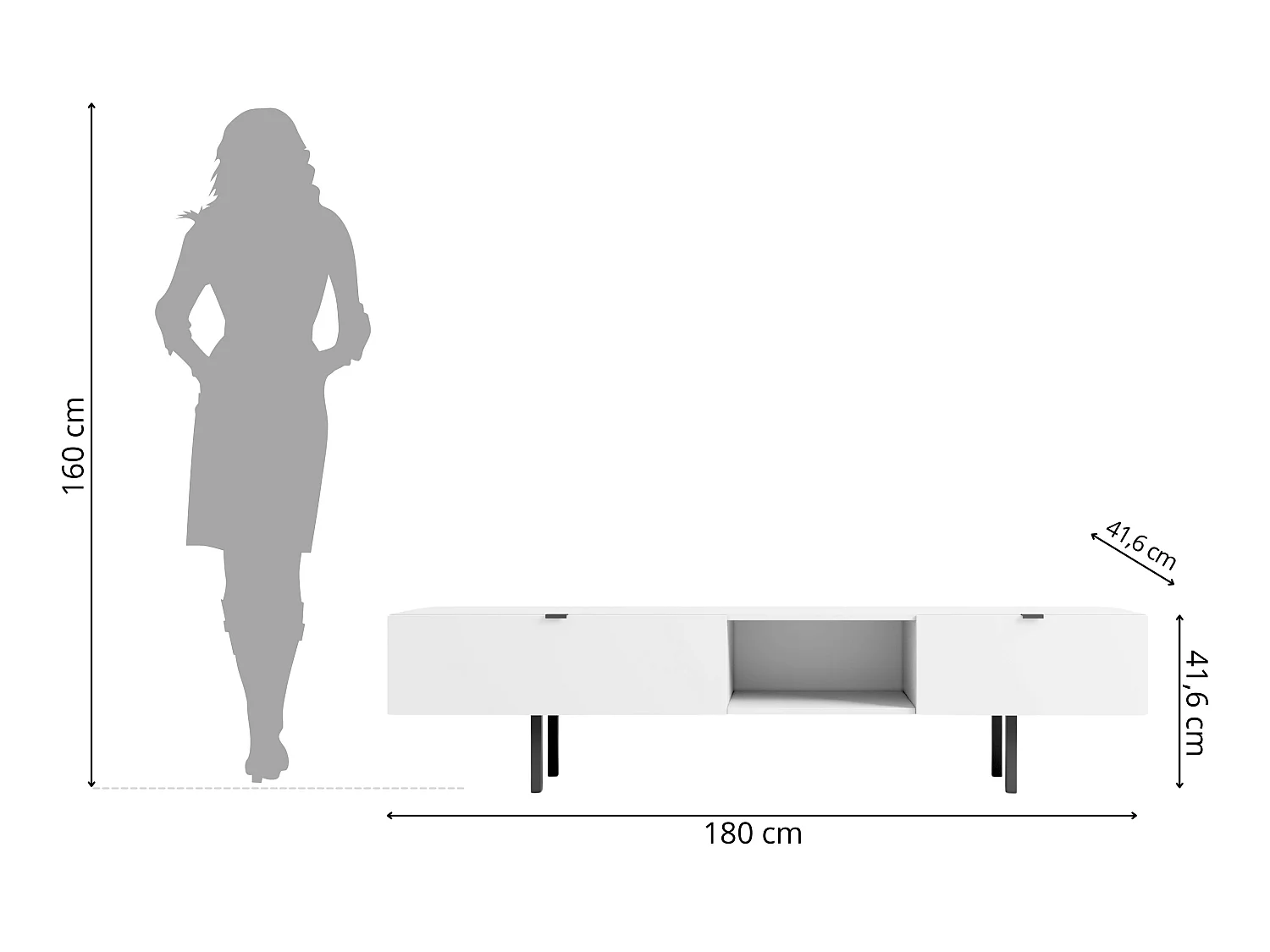 Biała szafka RTV z szufladą Skandica MYWAY / szer. 180 cm