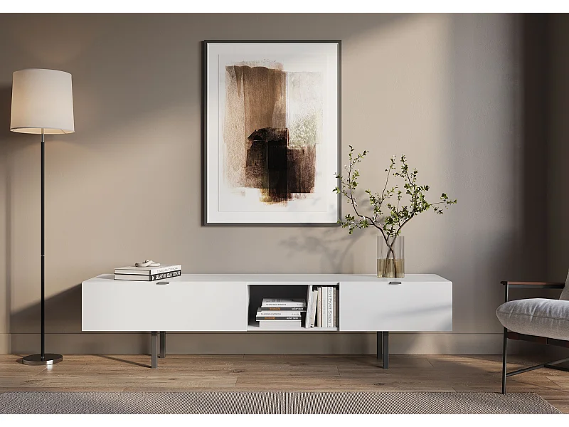 Meuble TV moderne blanc avec tiroir MYWAY / 180 cm