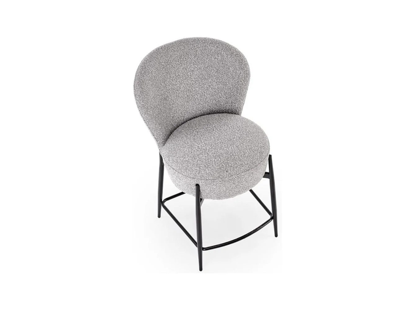 Chaise de bar design en tissu gris avec pieds noirs en métal ROCKIN