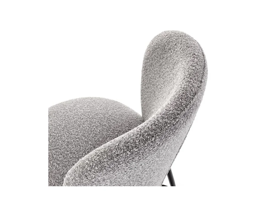 Chaise de bar design en tissu gris avec pieds noirs en métal ROCKIN