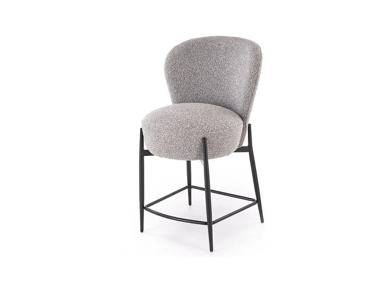 Chaise de bar design en tissu gris avec pieds noirs en métal ROCKIN