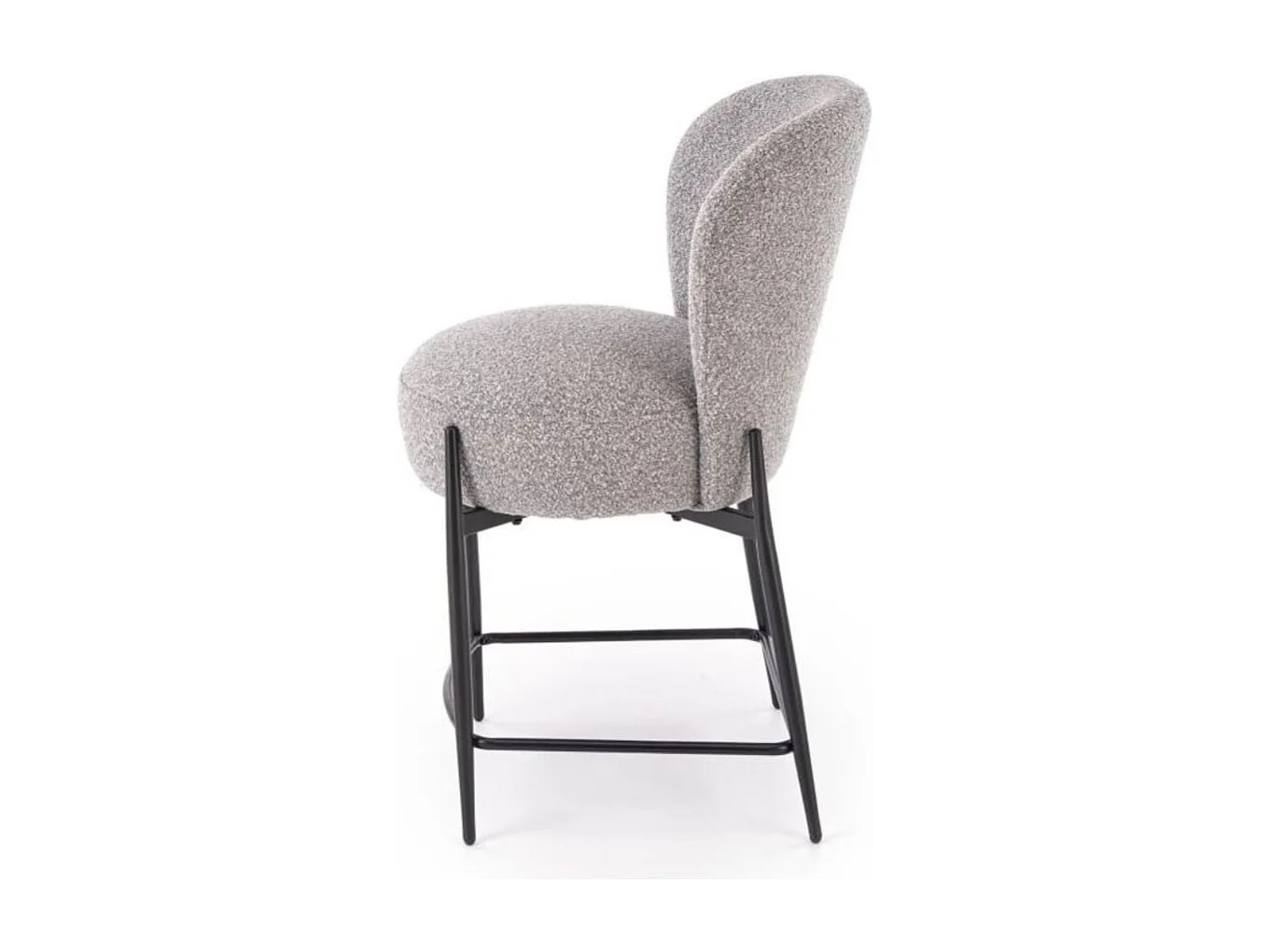 Chaise de bar design en tissu gris avec pieds noirs en métal ROCKIN