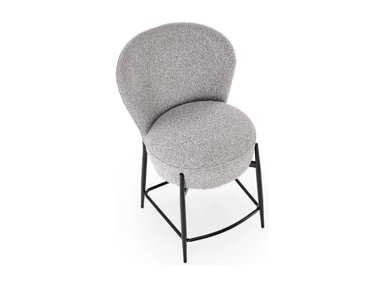 Chaise de bar design en tissu gris avec pieds noirs en métal ROCKIN