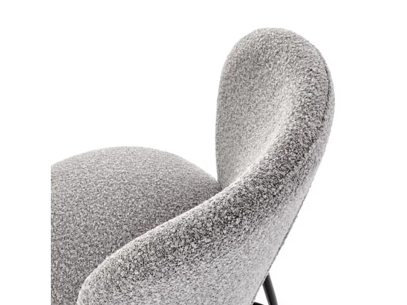 Chaise de bar design en tissu gris avec pieds noirs en métal ROCKIN