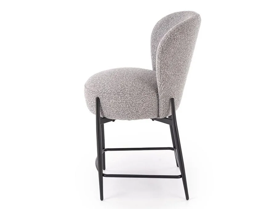 Chaise de bar design en tissu gris avec pieds noirs en métal ROCKIN