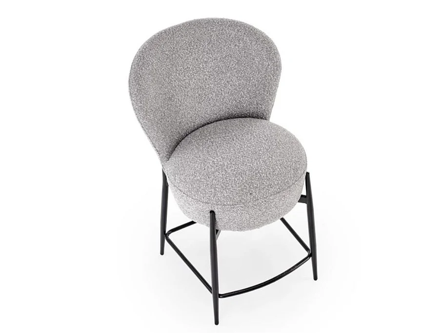 Chaise de bar design en tissu gris avec pieds noirs en métal ROCKIN