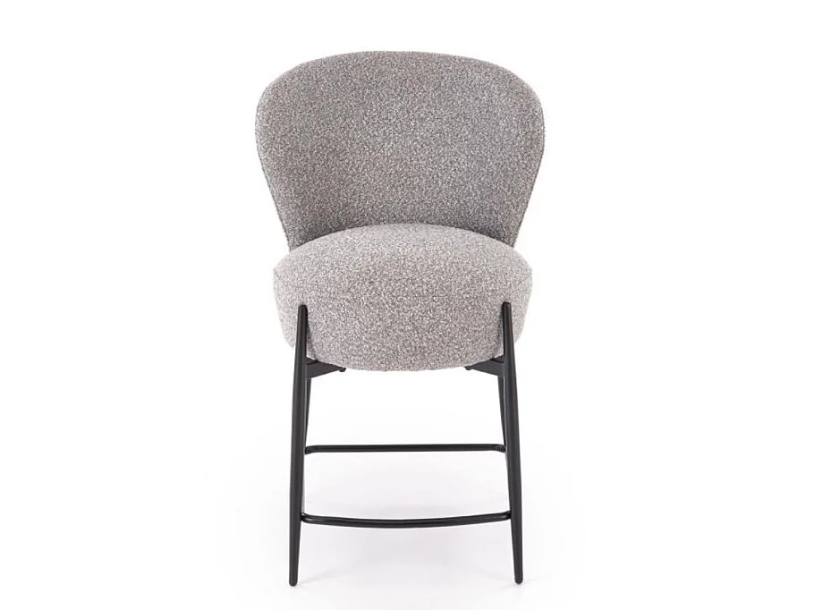 Chaise de bar design en tissu gris avec pieds noirs en métal ROCKIN
