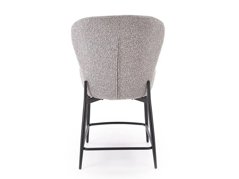 Chaise de bar design en tissu gris avec pieds noirs en métal ROCKIN
