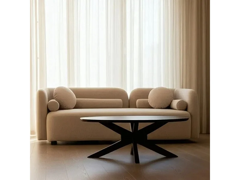 Canapé 3 places galbé avec coussins déco LUMINIS