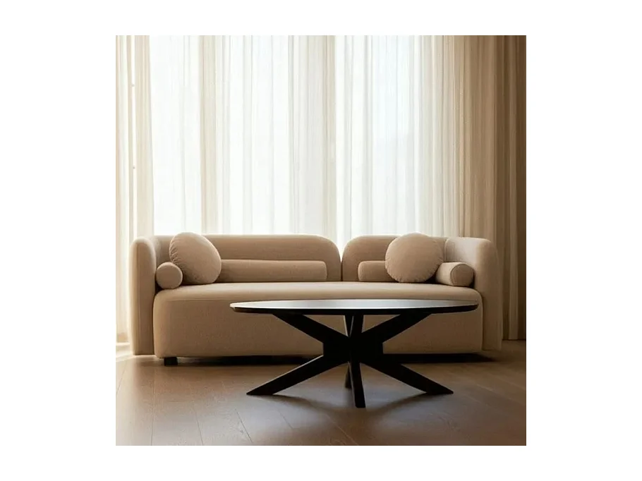 Canapé 3 places galbé avec coussins déco LUMINIS