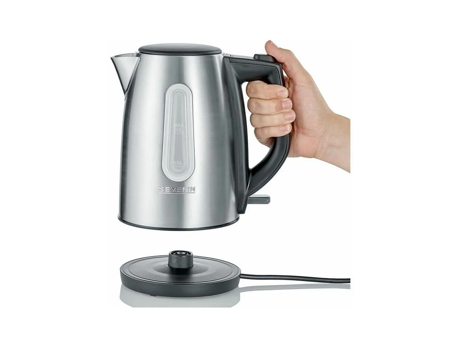 SEVERIN compacte waterkoker van roestvrij staal - 1 L, snelkokend
