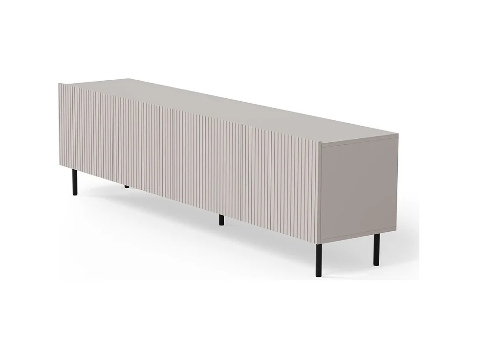 Meuble TV cachemire 200 cm avec 4 portes et pieds en métal ROTTERDAM