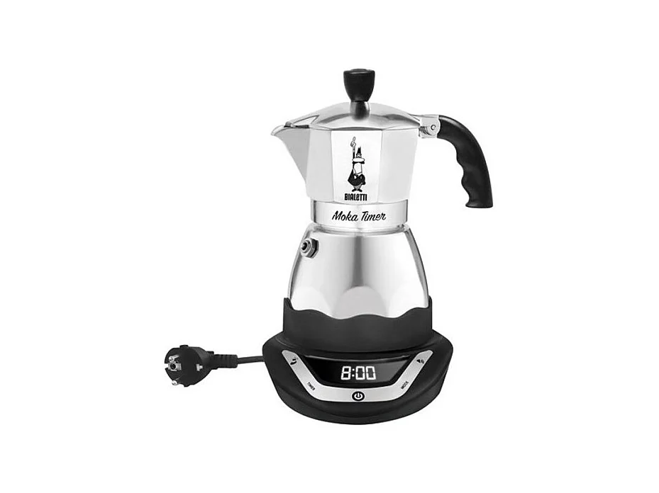 Cafetière Électrique Moka Timer 3T Bialetti - Programmable avec Écran LED
