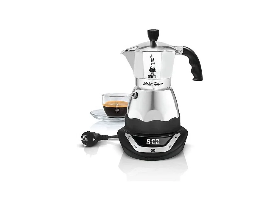 Cafetière Électrique Moka Timer 3T Bialetti - Programmable avec Écran LED