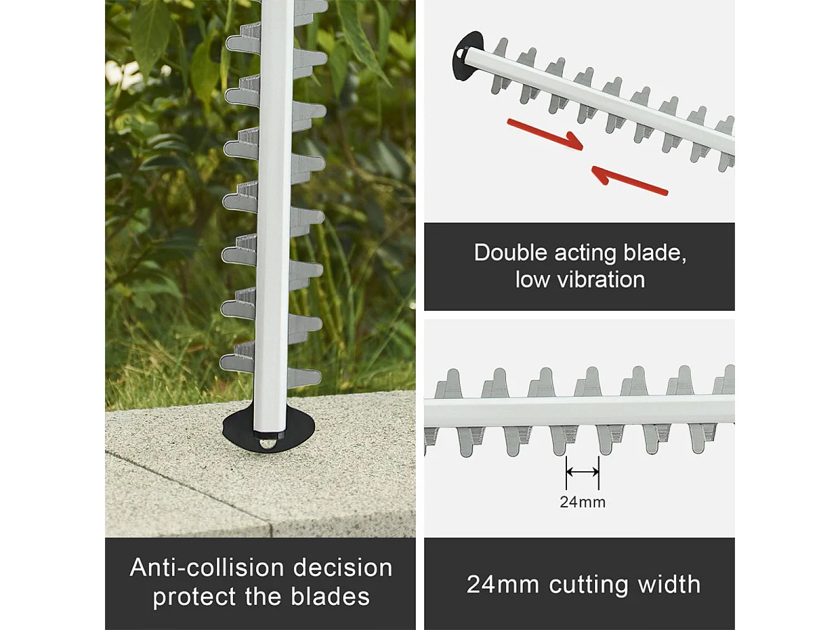Taille-Haies électrique 710 W,Longueur de Lame 610 mm,Ouverture des Dents 24 mm