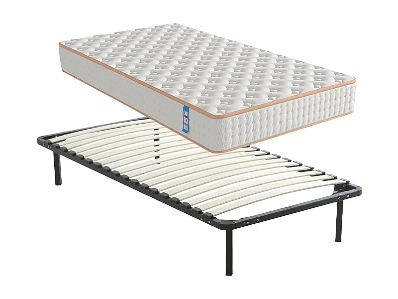 Ensemble Matelas en mousse + Sommier à Lattes 90x190cm, Epaisseur du Matelas 18 cm