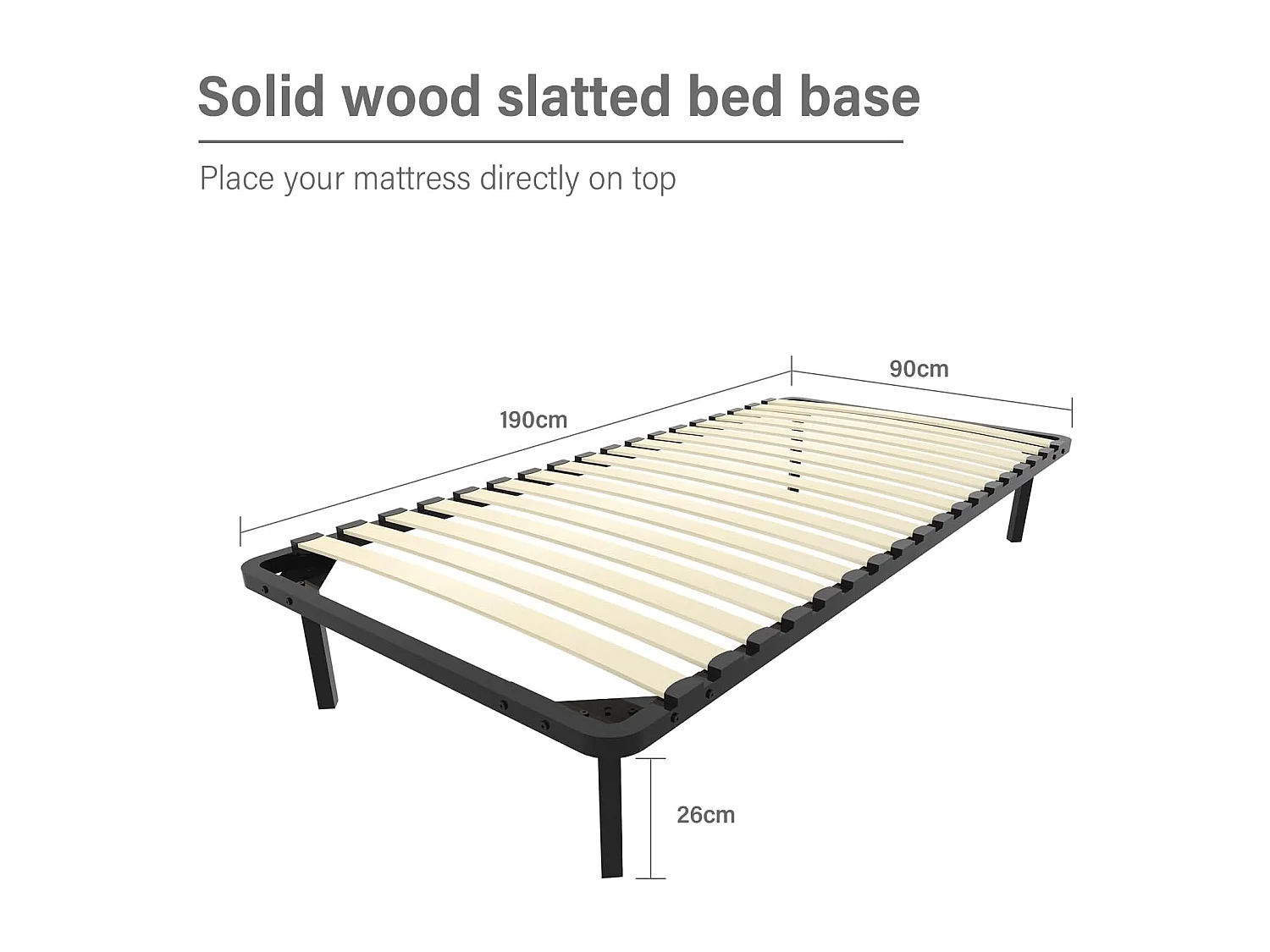 Ensemble Matelas en mousse + Sommier à Lattes 90x190cm, Epaisseur du Matelas 18 cm