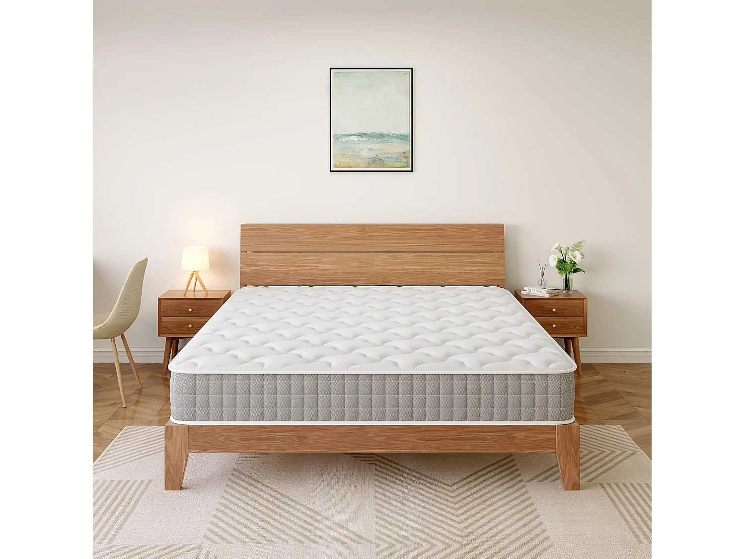 Matelas Ressorts 140x190cm de Forme en Mousse et Ressorts, 20 cm Épaisseur