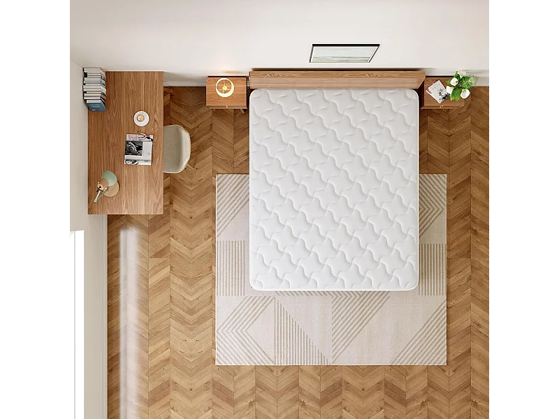 Matelas Ressorts 140x190cm de Forme en Mousse et Ressorts, 20 cm Épaisseur