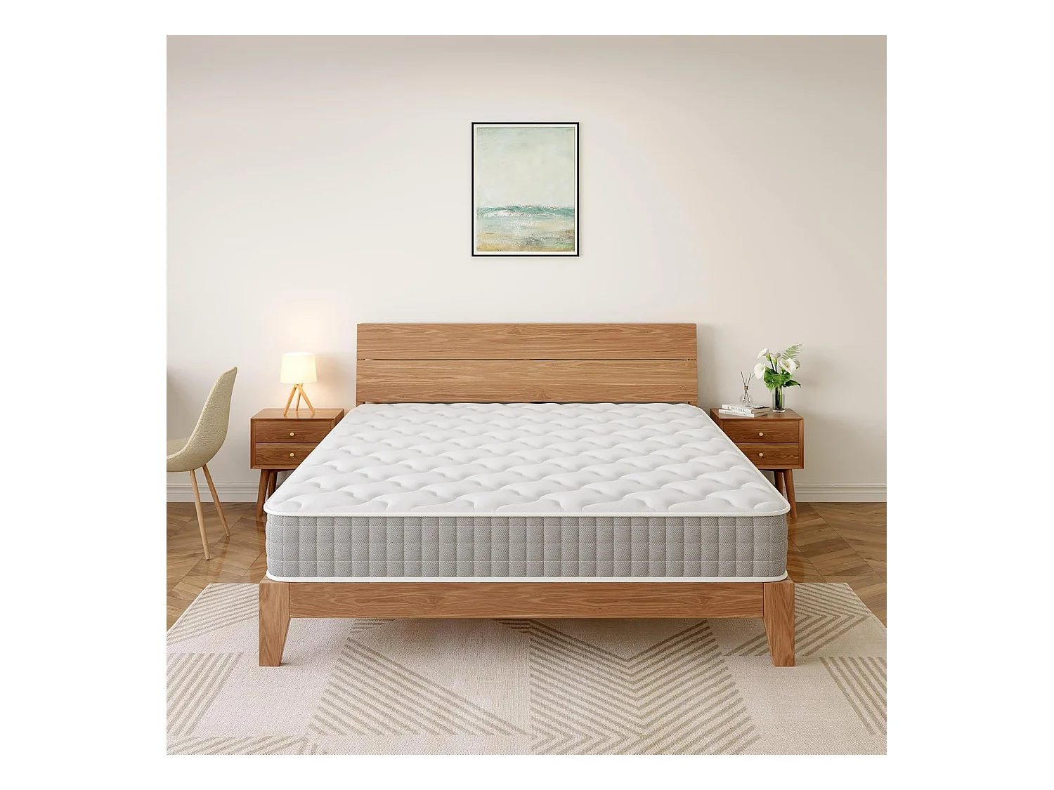 Matelas Ressorts 160x200 Épaisseur 20 cm Confort,Ergonomique  7 Zones Ergonomique