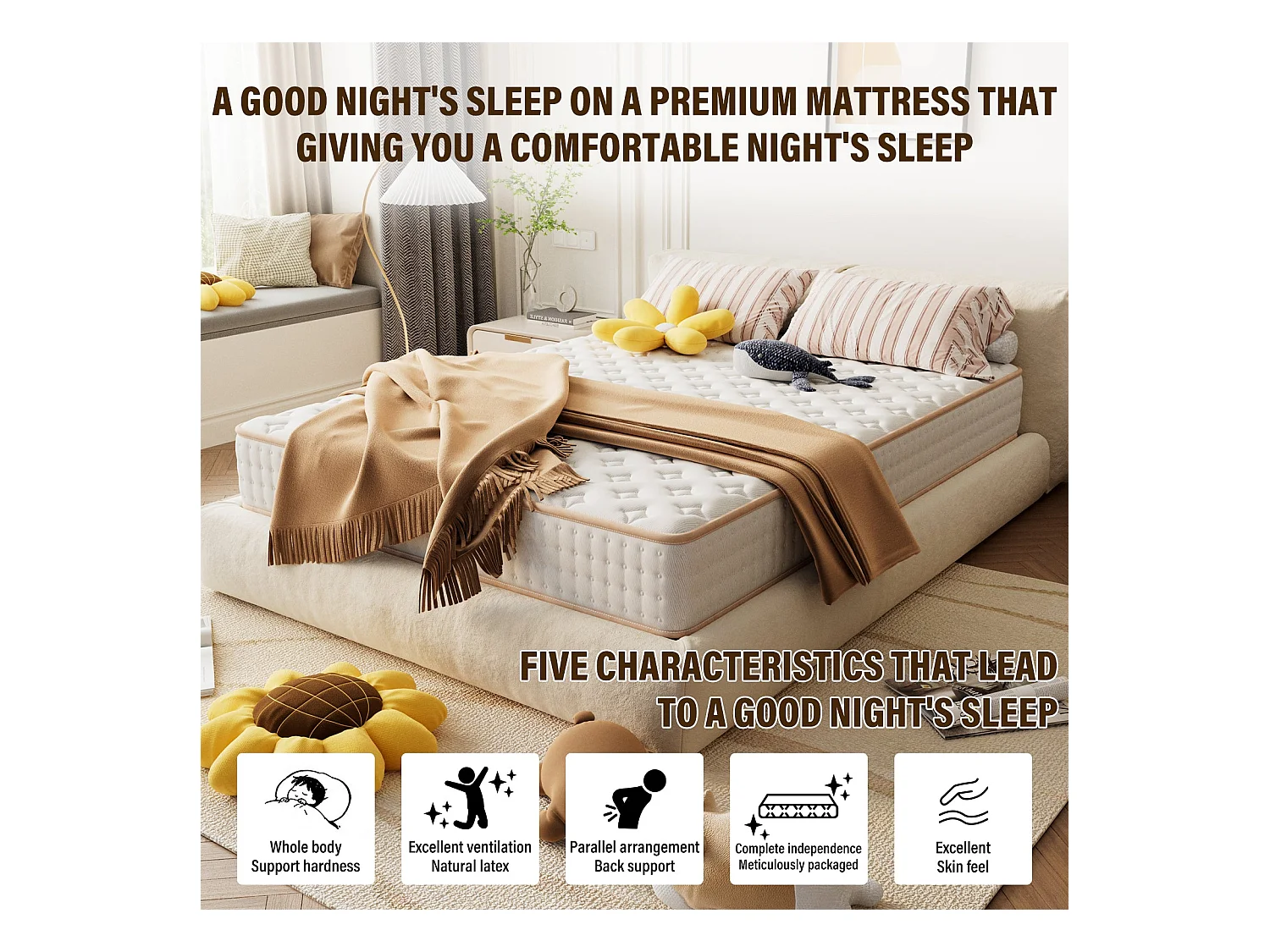 Matelas en Mousse 90x190cm，Épaisseur 18cm