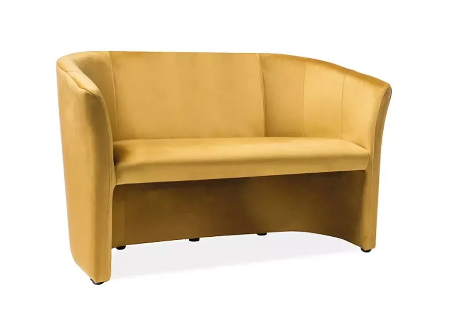 Canapé TISSO cabriolet 2 places en velours couleur curry