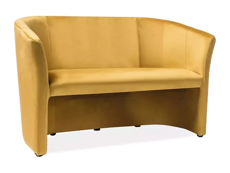 Canapé TISSO cabriolet 2 places en velours couleur curry