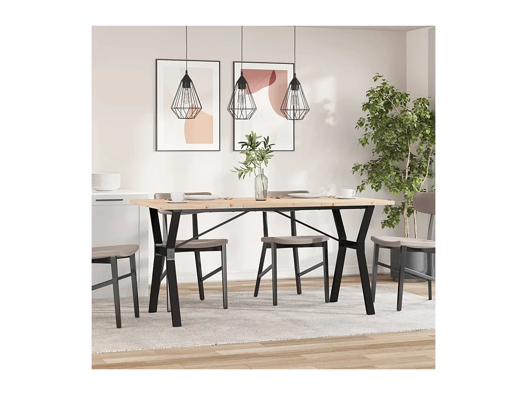 Mesa comedor marco Y madera maciza pino y hierro 160x80x75,5 cm ES780134