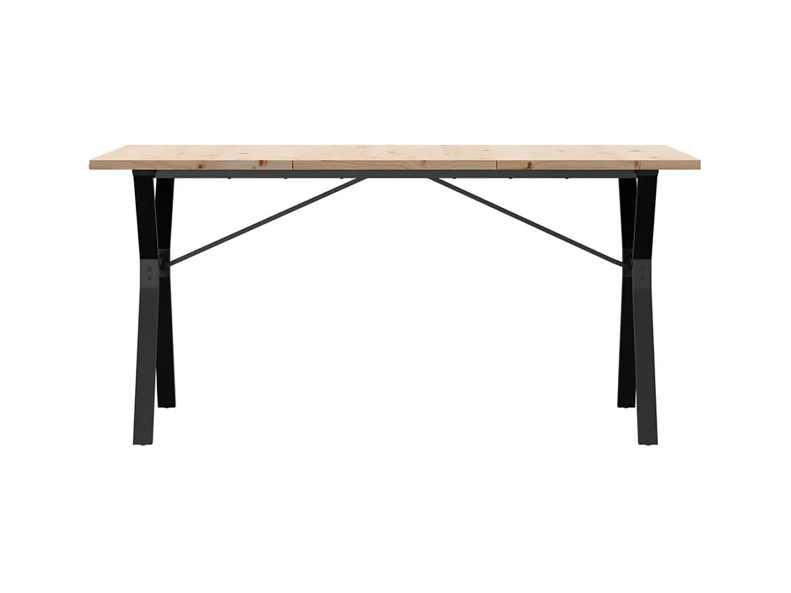 Mesa comedor marco Y madera maciza pino y hierro 160x80x75,5 cm ES780134