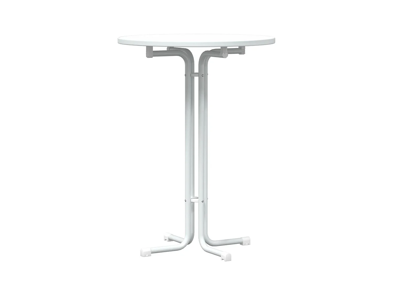 Mesa alta de comedor madera ingeniería y acero blanco Ø80x110cm ES231018