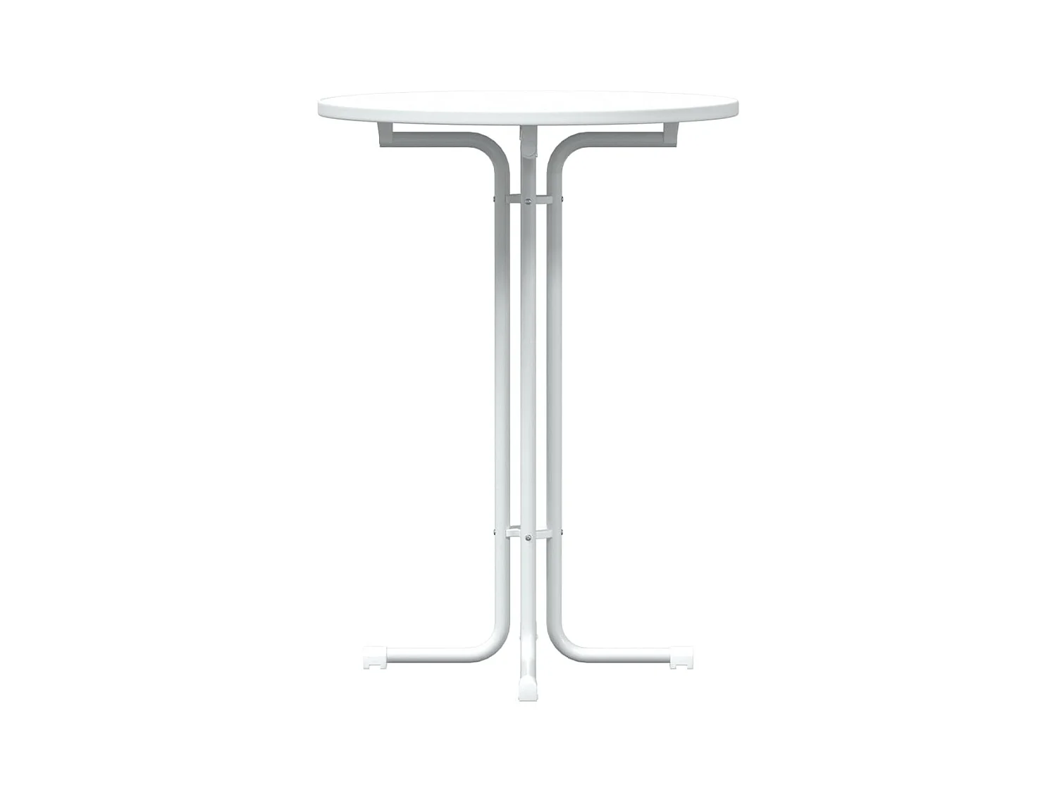 Mesa alta de comedor madera ingeniería y acero blanco Ø80x110cm ES231018