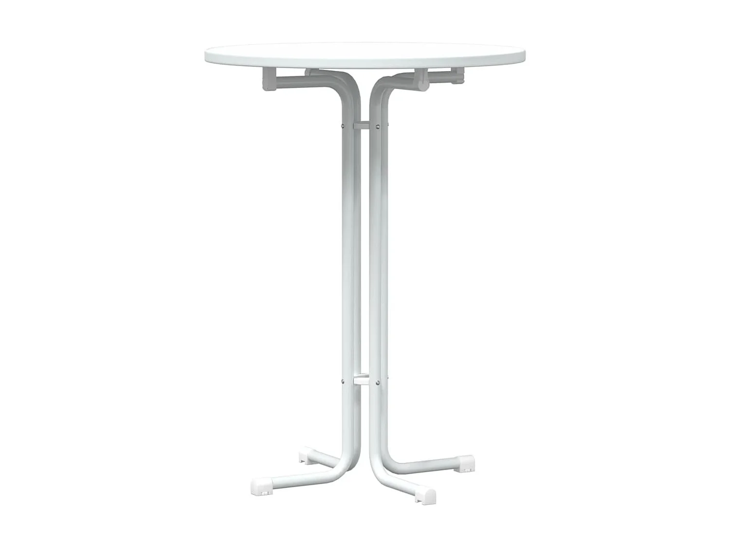 Mesa alta de comedor madera ingeniería y acero blanco Ø80x110cm ES231018