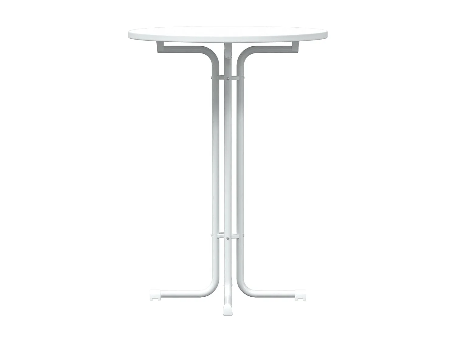 Mesa alta de comedor madera ingeniería y acero blanco Ø80x110cm ES231018